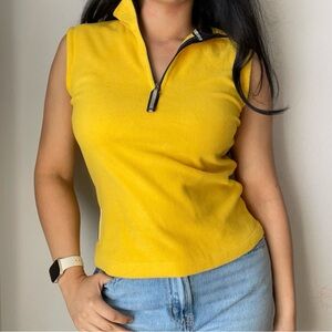 Abercrombie & Fitch Yellow Muscle Tee with Fitted Design and Polo Collar